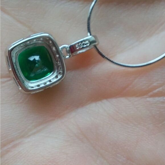 2.1 Carat Emerald Sterling Silver Necklace - Picture 6 of 9